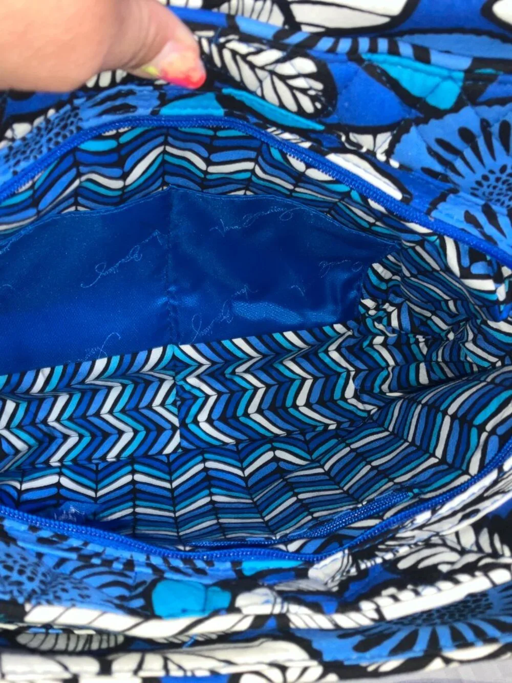 Vera Bradley Emily Satchel Handbag Purse Women OS Blue Bayou Quilted Floral